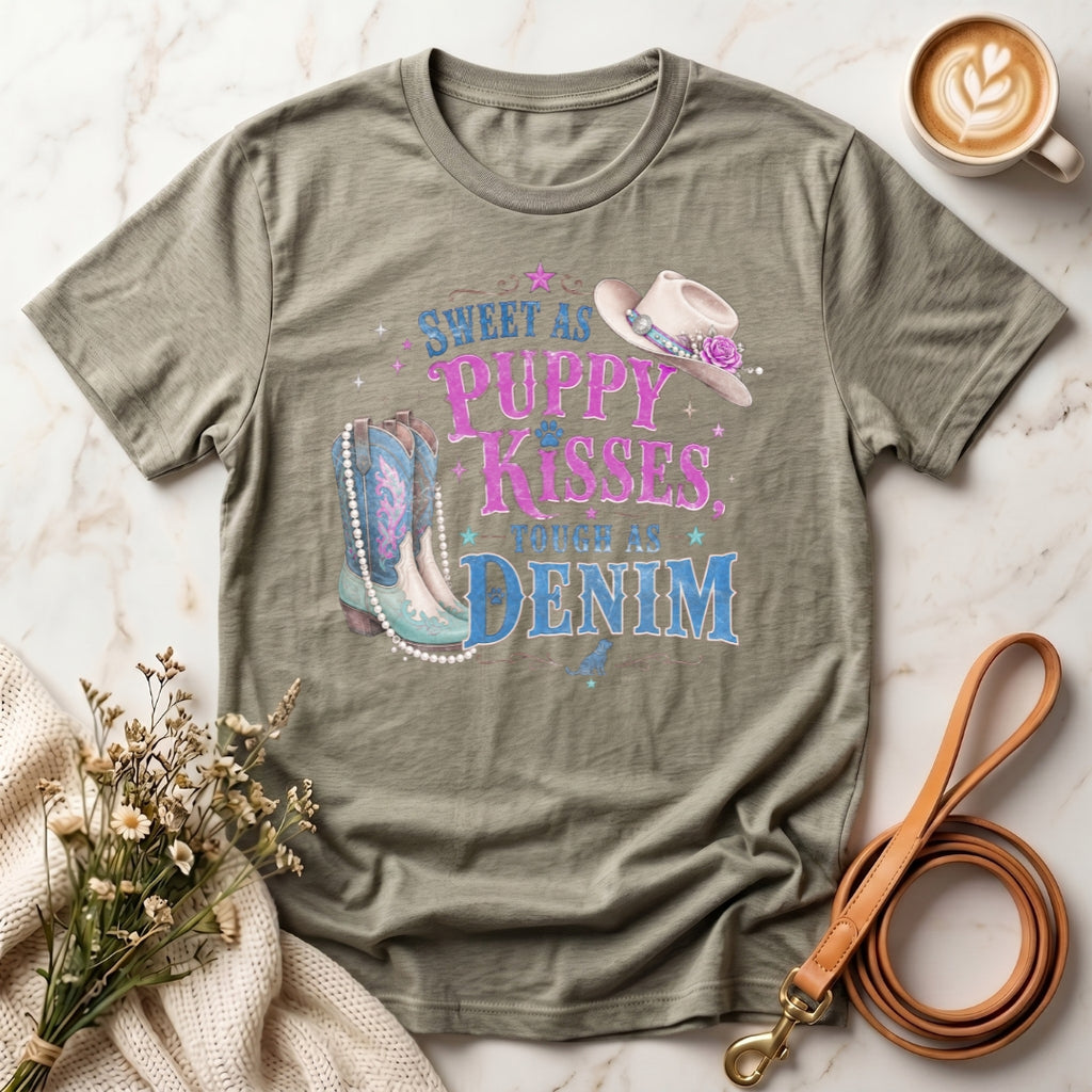 Sweet as Puppy Kisses Tough as Denim Tee