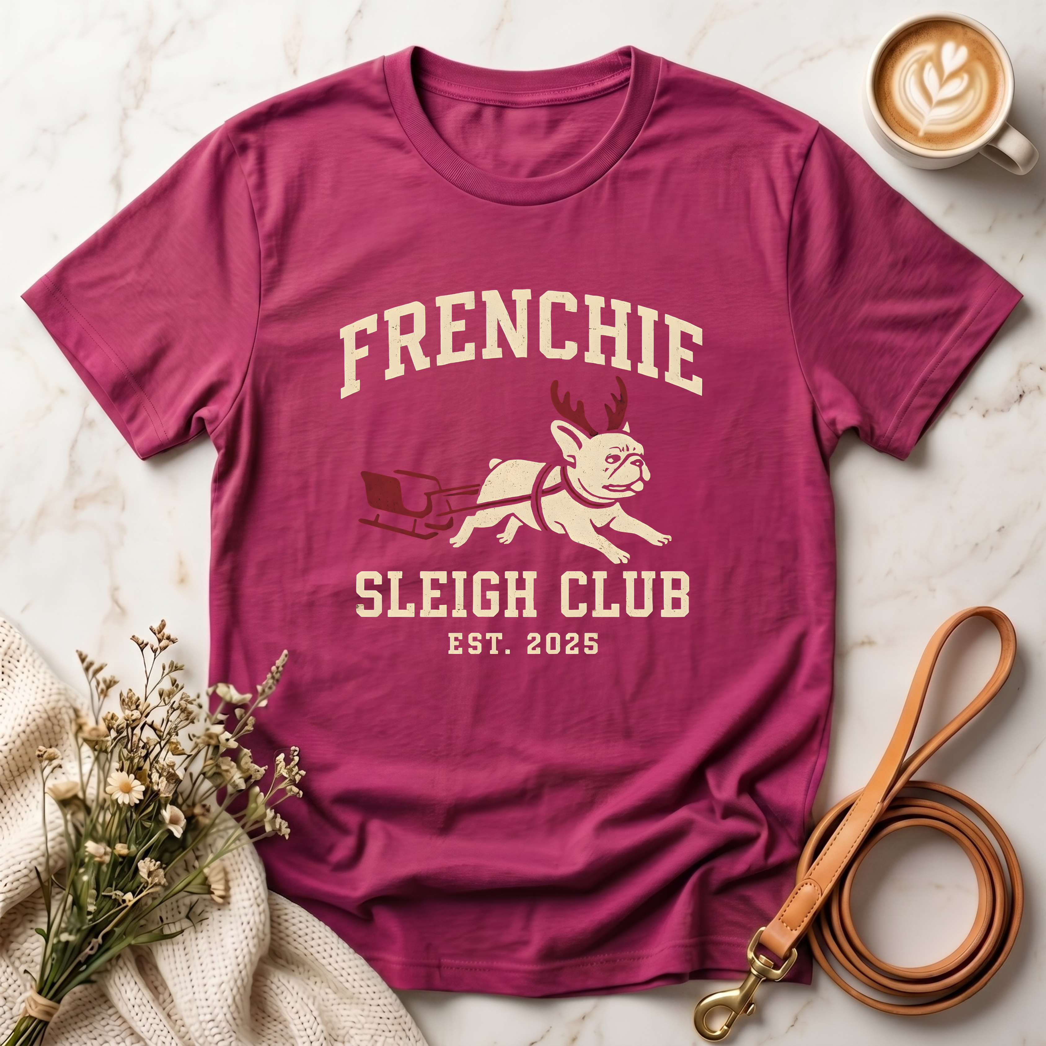 Frenchie Sleigh Club Christmas Tee