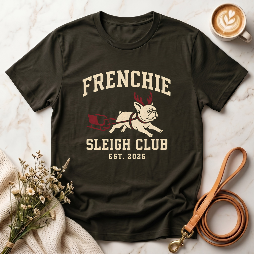 Frenchie Sleigh Club Christmas Tee