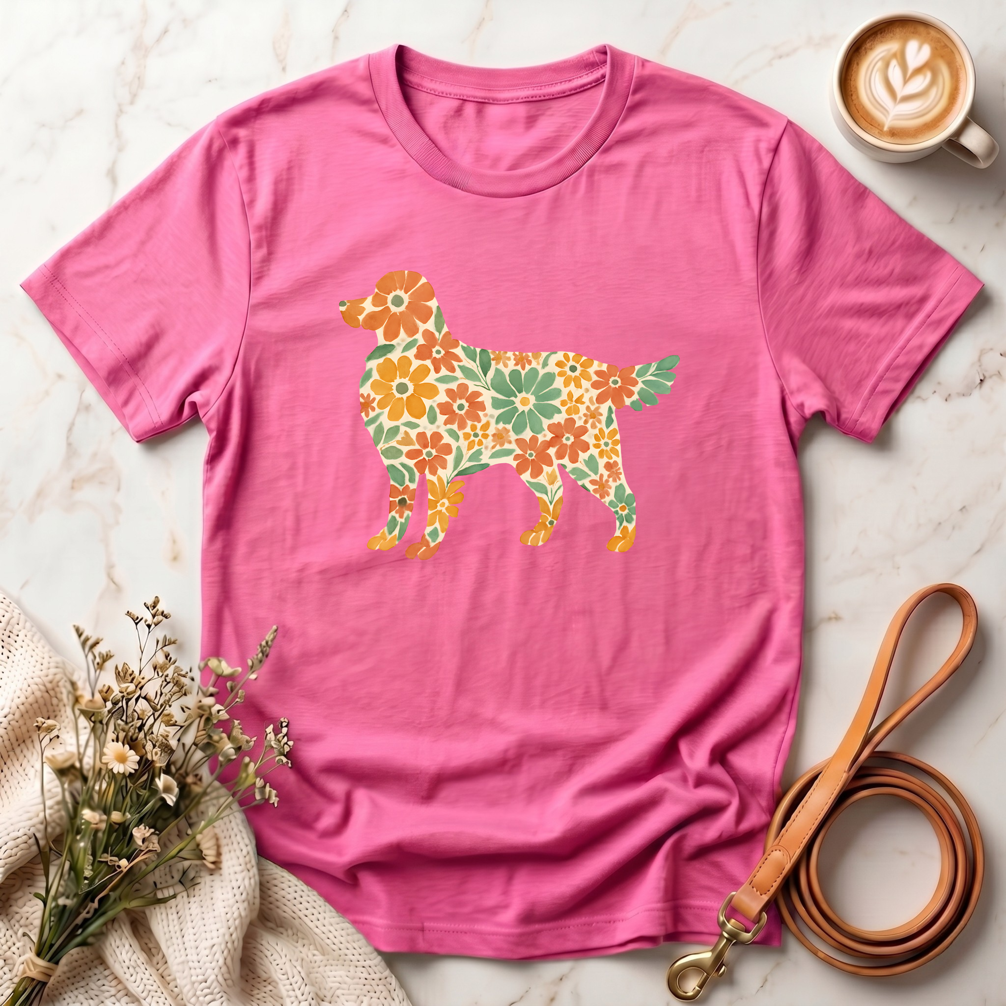 Floral Golden Retriever Tee