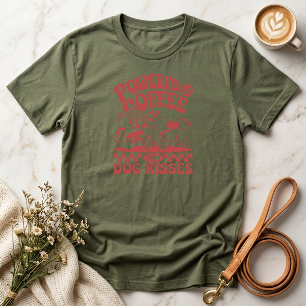 Powered by Coffee and Dog Kisses Tee