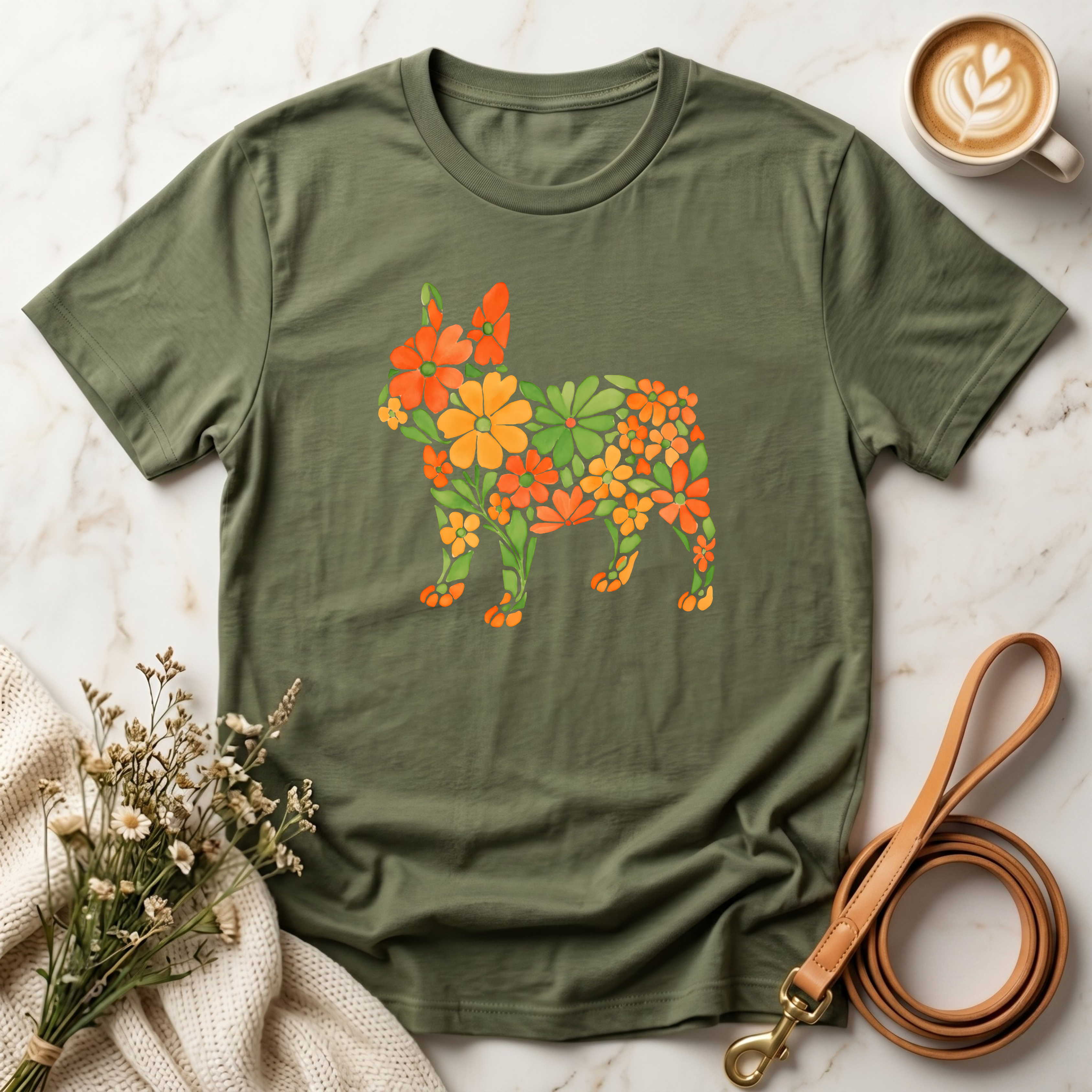Floral French Bulldog Tee