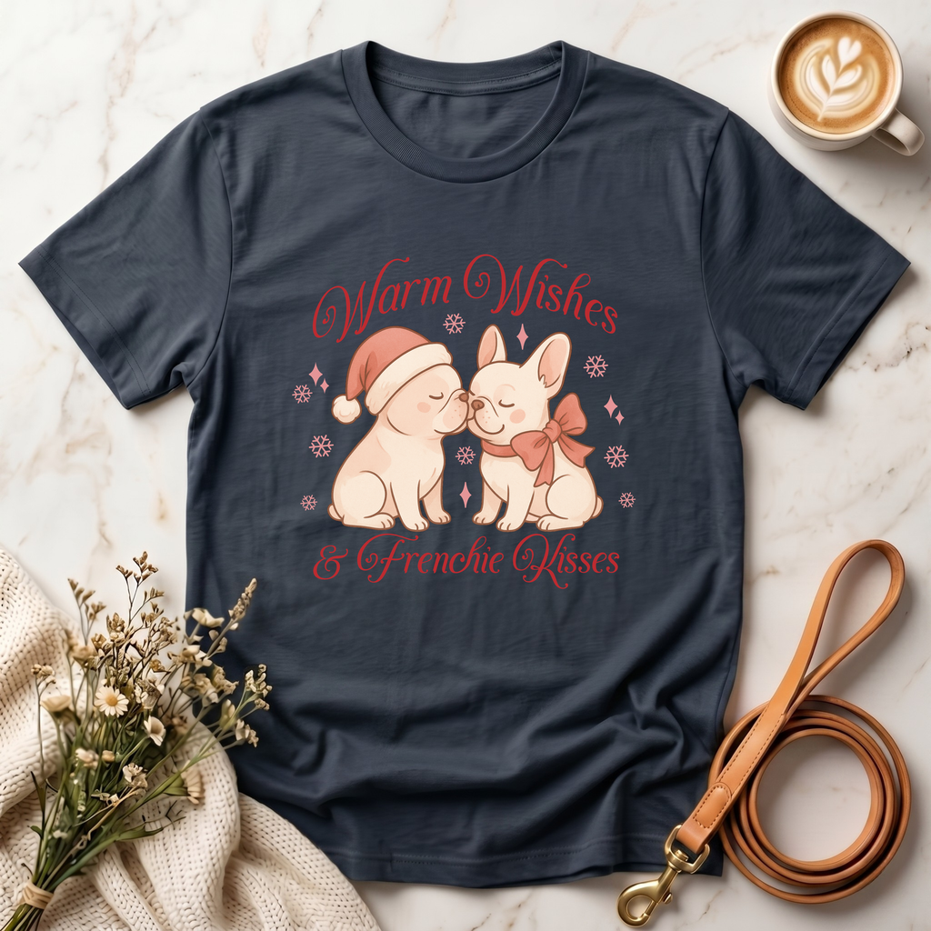 Warm Wishes & Frenchie Kisses Christmas Tee