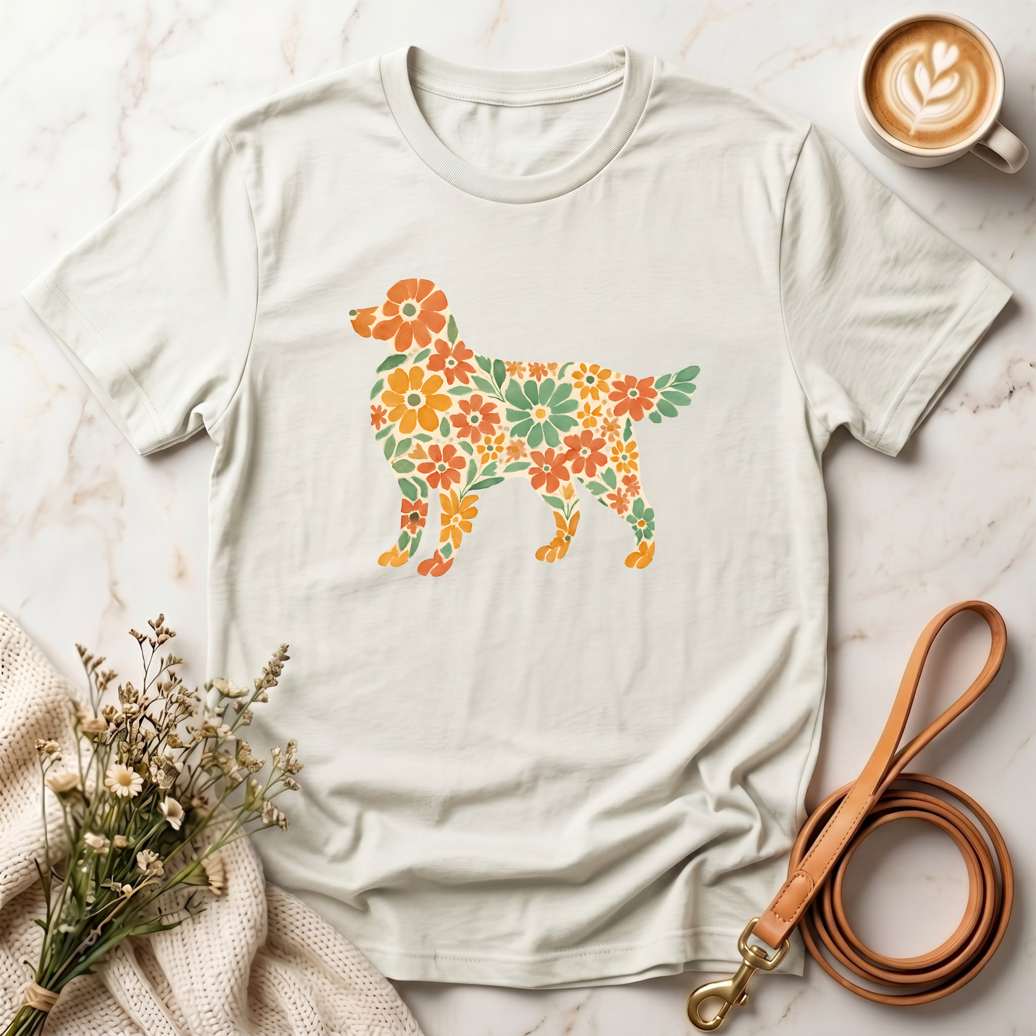 Floral Golden Retriever Tee